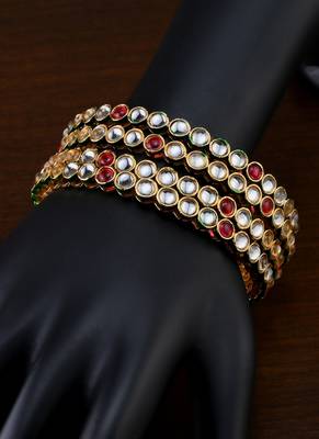 Kundan stone embellished meenakari bangles bd719 2