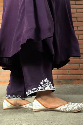 Stitched Violet Purple Aari Embroidered Three-Piece Anarkali Suit Set 5