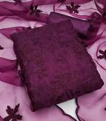 Women's Magenta Organza Silk Floral Printed Suit Dress Material With Organza Dupatta