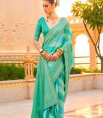 Multicolor Silk Printed With Jacquard Woven Work Saree With Blouse