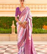 Multicolor Silk Printed With Jacquard Woven Work Saree With Blouse