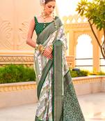 Multicolor Silk Printed With Jacquard Woven Work Saree With Blouse