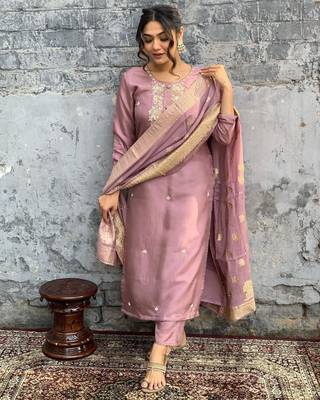 Women Viscose Rayon Fabric Straight Kurta, Pant and Dupatta Set 5