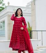 MAROON Faux Georgette PARTY WEAR SUIT SET 