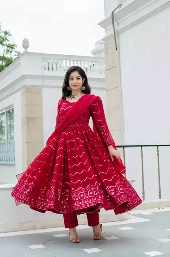 MAROON Faux Georgette PARTY WEAR SUIT SET 