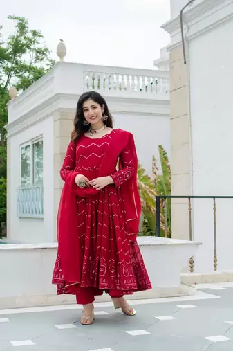 MAROON Faux Georgette PARTY WEAR SUIT SET 
