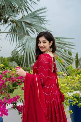MAROON Faux Georgette PARTY WEAR SUIT SET  6