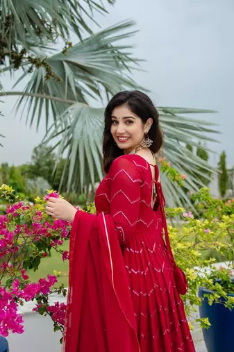 MAROON Faux Georgette PARTY WEAR SUIT SET 
