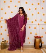 Printed Viscose Fabric Straight Kurta, Pant and Dupatta Set