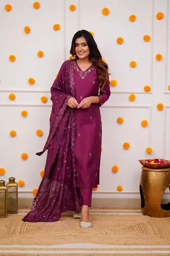 Printed Viscose Straight Kurta Pant and Dupatta Set