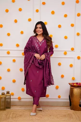 Printed Viscose Straight Kurta Pant and Dupatta Set
