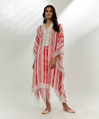 Pastel pink printed kaftan set 2