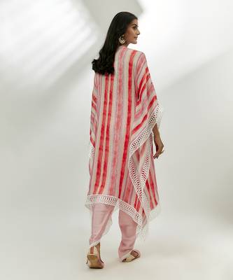 Pastel pink printed kaftan set 4