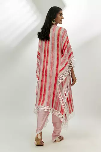 Pastel pink printed kaftan set