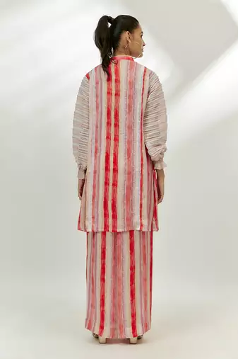 Pastel pink printed kurta and pants set