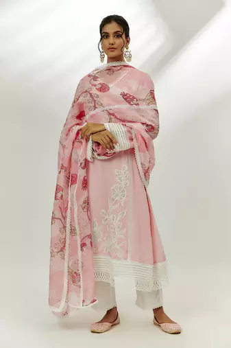 Pastel pink printed kurta set