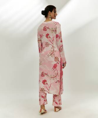 Pastel pink printed kurta set 4