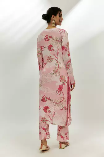 Pastel pink printed kurta set