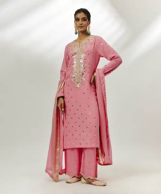 Pastel pink georgette kurta set 1