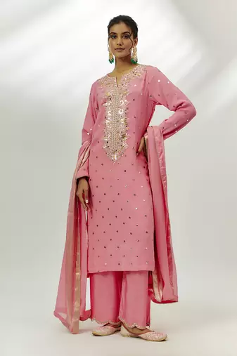 Pastel pink georgette kurta set