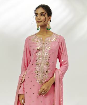 Pastel pink georgette kurta set 3