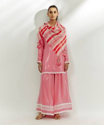 Pastel pink kurta pants set 1
