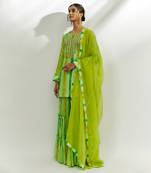 Lime green embroidered garara set