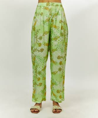 Lime green floral print kurta set 3