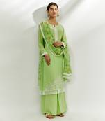 Lime green printed kurta set
