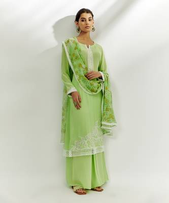 Lime green printed kurta set 2