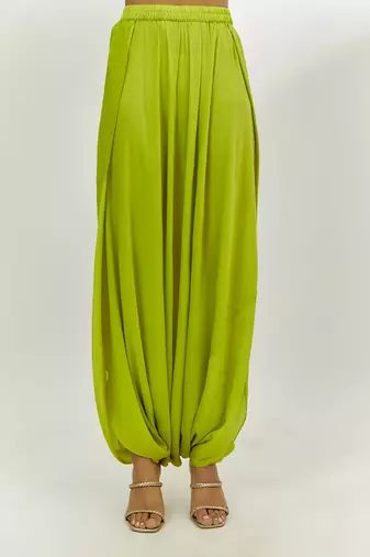 Lime green embroidered short kurta set