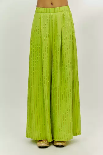 Lime green embroidered kurta set