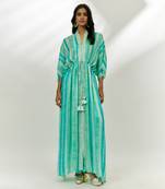 Cyan blue printed kaftan