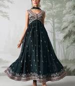 Green rangoli georgette multi thread anarkali suit