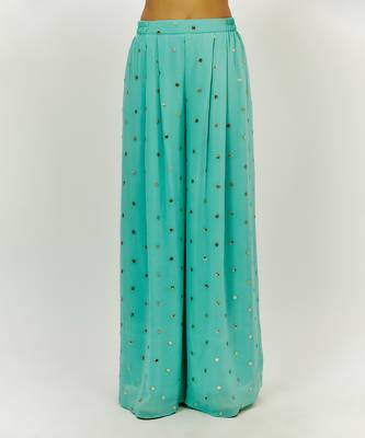 Cyan blue embroidered kurta pallazzo set 3