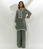 Black printed kurta and pants set