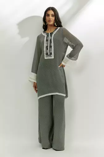 Black printed kurta and pants set