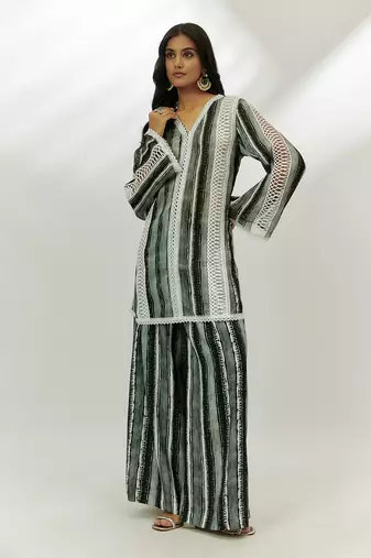 Black printed kurta and pallazzo set