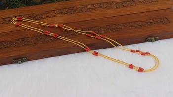 Kerala style gold plated coral double layerd chain 1