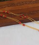 Kerala style gold plated coral double layerd chain