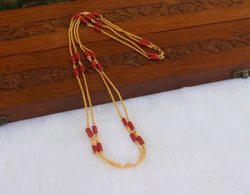 Kerala style gold plated coral double layerd chain 2