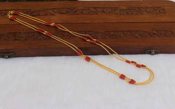 Kerala style gold plated coral double layerd chain 3