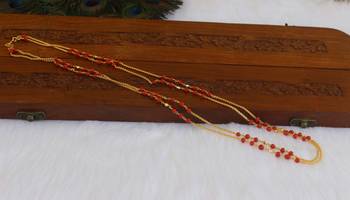 Kerala style gold plated coral double layerd chain 1