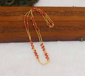 Kerala style gold plated coral double layerd chain 2