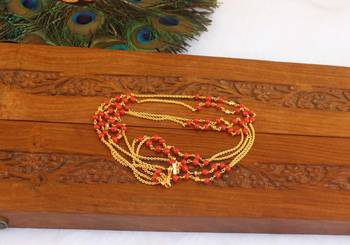 Kerala style gold plated coral double layerd chain 3