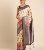 Sangam Prints Cream Silk Woven Work Traditional Saree