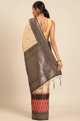 Sangam Prints Cream Silk Woven Work Traditional Saree