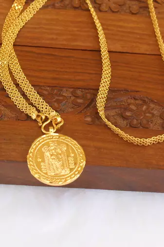 Kerala style gold plated temple chain