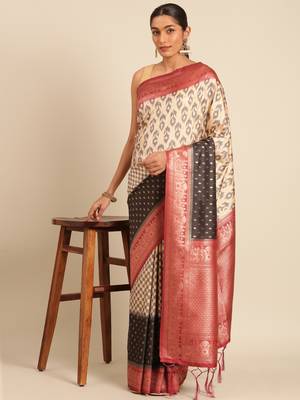 Sangam Prints Cream Silk Woven Work Traditional Saree 2