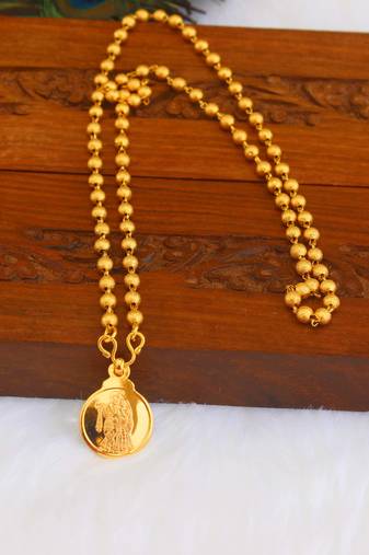 Kerala style gold plated radhakrishna pendant chain
